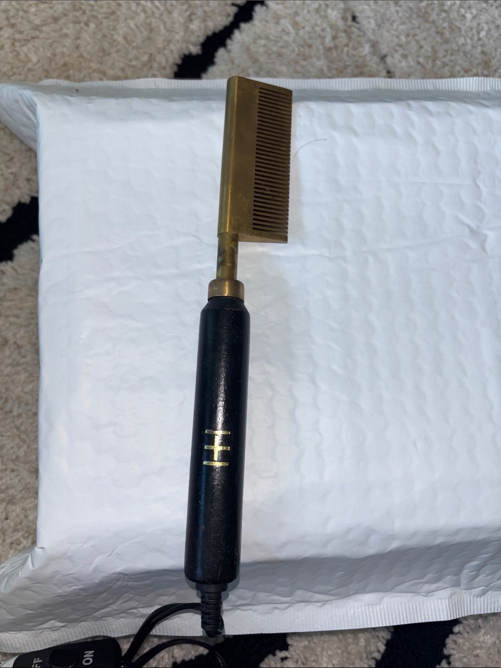 Brass Heated Comb with Black Handle
